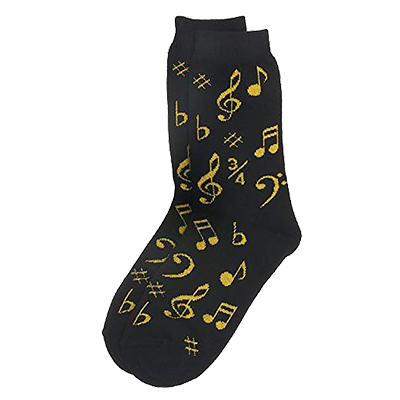 Ladies black and gold music note socks